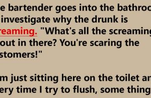 The Drunk Man Screams In The Bathroom.