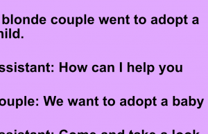 A blonde couple went to adopt a child.