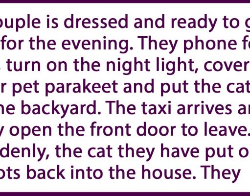 A couple is dressed and ready to go out for the evening.