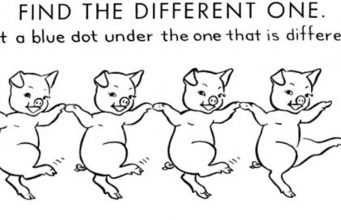 Put a Blue Dot Under The Different One.