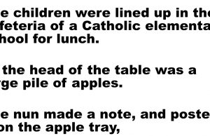 The children were lined up in the cafeteria for lunch.