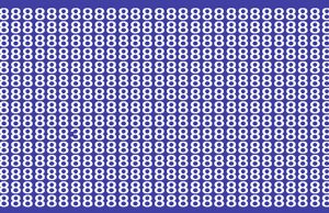 Find the “3” among these “8”s.