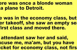 A Blonde Woman On A Plane To Detroit