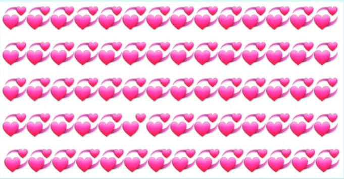 Can you find the odd heart emoji in this pic?