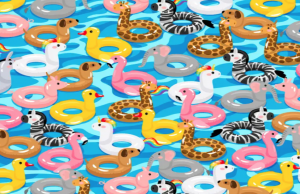 Can you find the donkey float in this sea of pool floats?