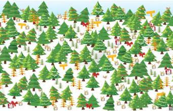 Can you find the tree that has a star on top?