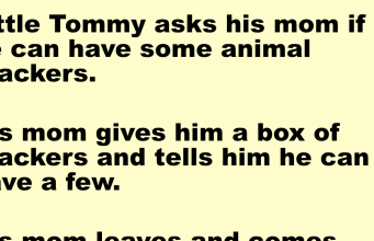 Little Tommy asks his mom if he can have some animal crackers.