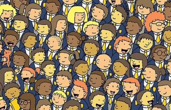 Can YOU find three owls hidden among the schoolchildren?
