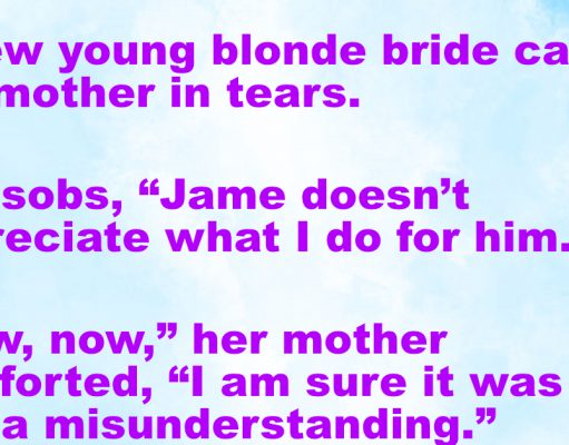 A new young blonde calls her mother in tears.