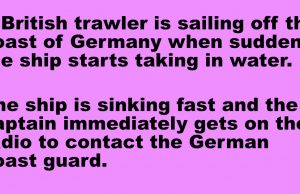 A British trawler is sailing off the coast of Germany