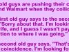 Two old guys are pushing their carts around Walmart