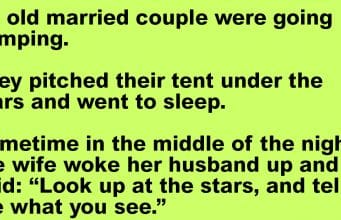 An old married couple went camping.