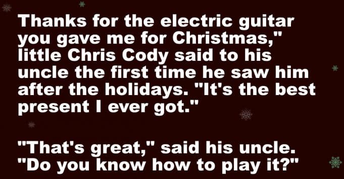 Cody thanks his uncle for the Christmas Gift.