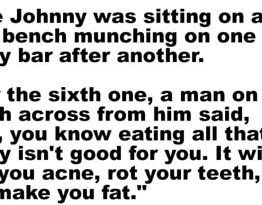 Johnny was sitting on a park bench