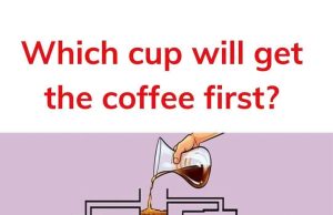 Which cup will get the coffee first?