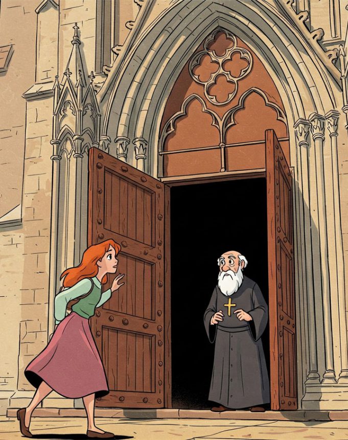 A young woman is travelling in Rome