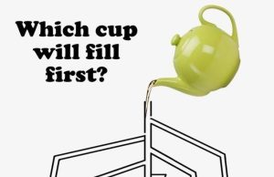 Which cup will fill first?