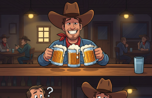 A cowboy who has just moved from Texas to Montana walks into a bar